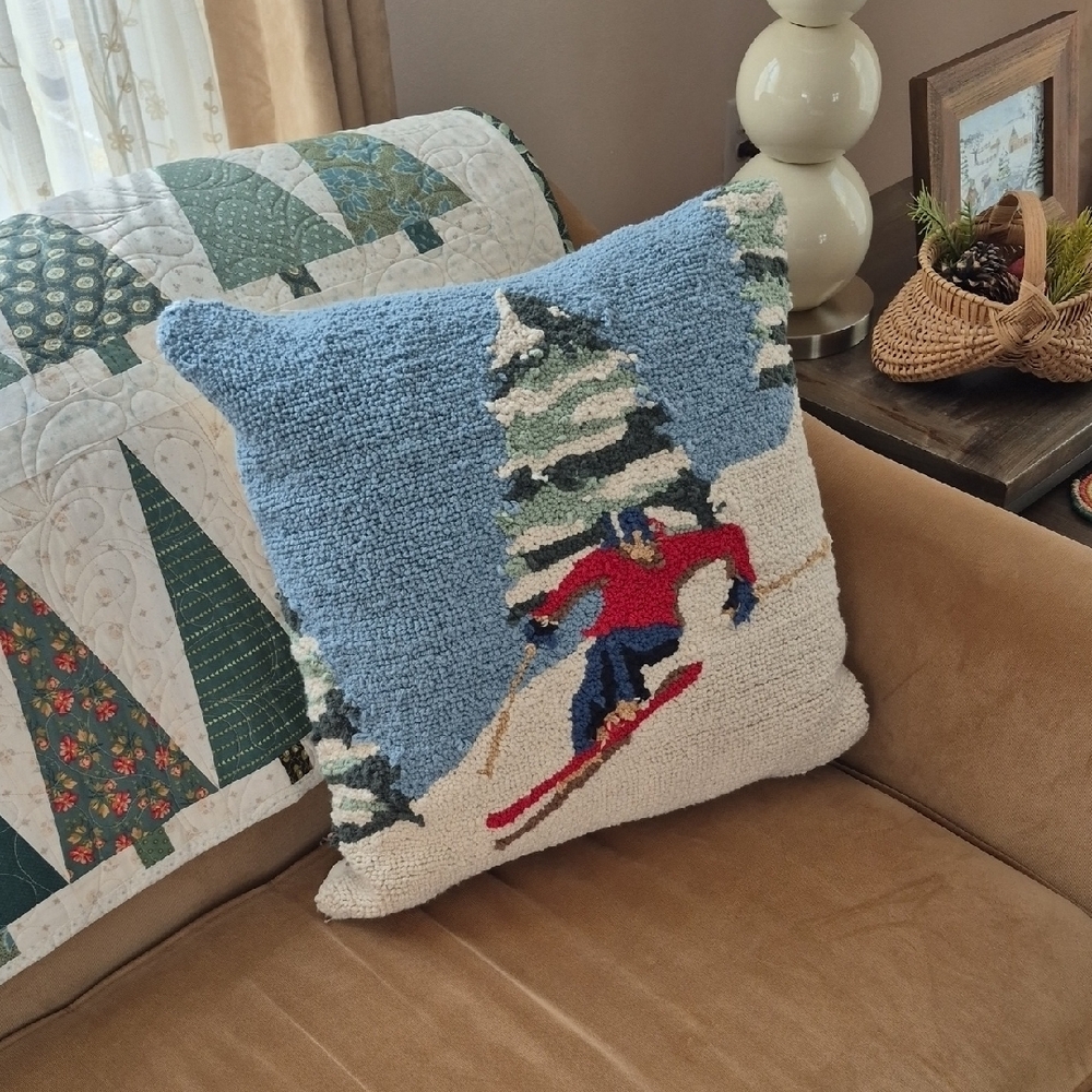 Winter Skiing Decorative Pillow